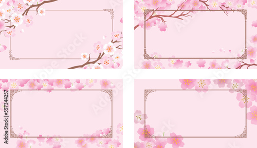 桜　春　花びら　フレーム枠
