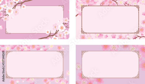 桜　春　花びら　フレーム枠
