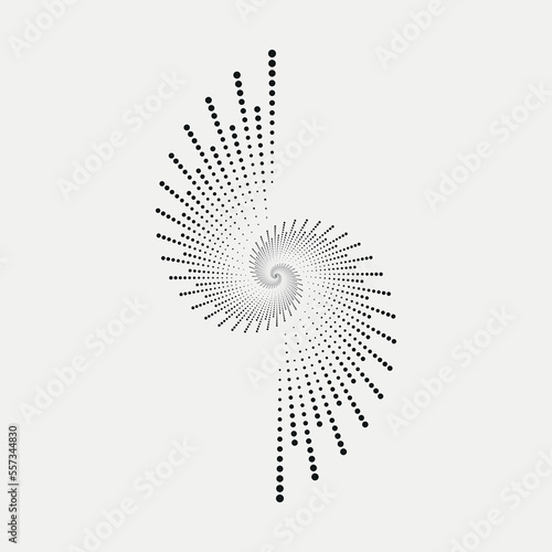 Circle halftone spiral background. dots abstract concentric circle. spiral, swirl, twirl element. Circular and radial dots helix.