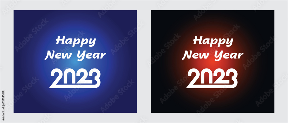 wish Happy New Year 2023 handwritten lettering tipography line design sparkle firework gold white blue year 2023 background vector