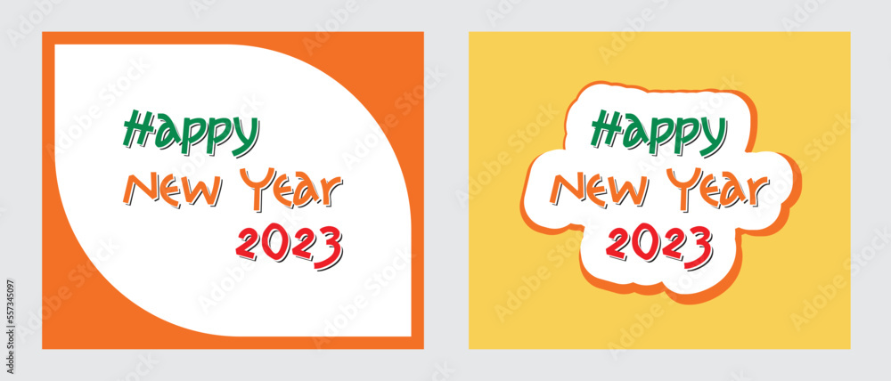 wish Happy New Year 2023 handwritten lettering tipography line design sparkle firework gold white blue year 2023 background vector