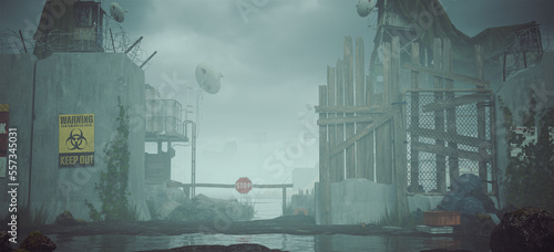 Slika na platnu Post Apocalyptic Abandoned Outpost DMZ Guard Tower Toxic Nuclear Winter Environm