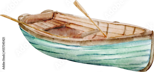 Fotografie, Obraz watercolor rowboat