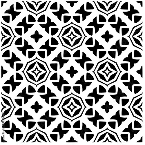 Vector pattern in geometric ornamental style. Black and white color.Seamless pattern.