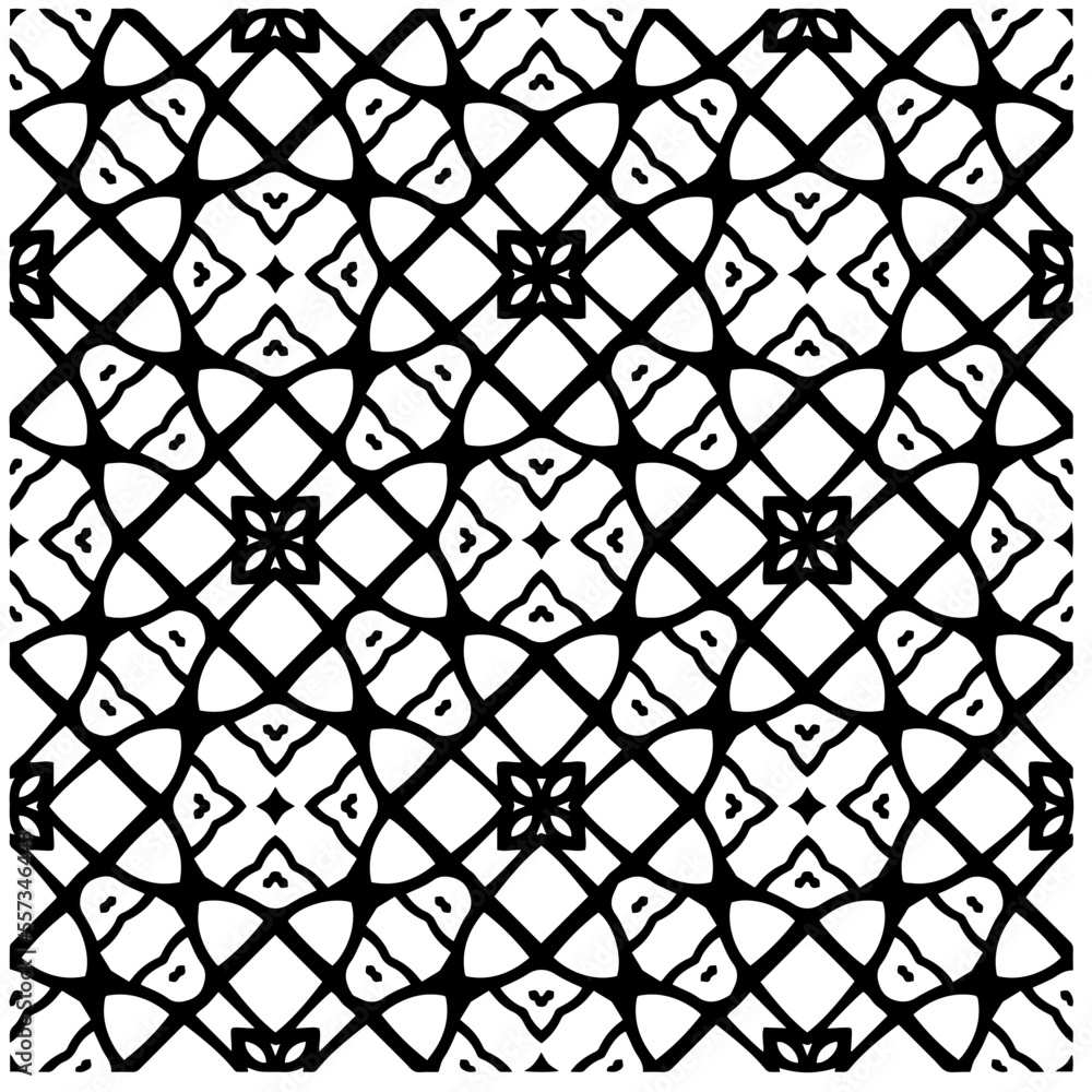 Fototapeta premium Vector pattern in geometric ornamental style. Black and white color.Seamless pattern.