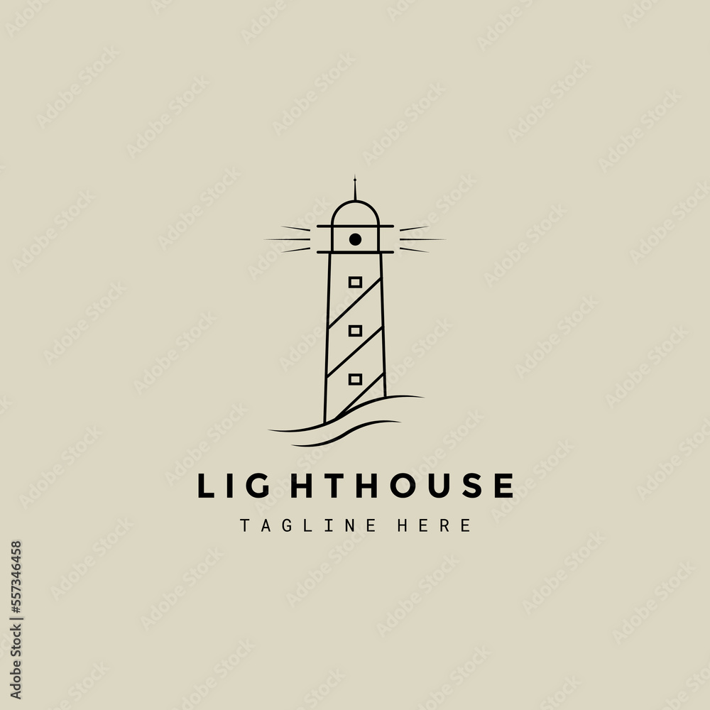 lighthouse guard tower line art logo icon vector illustration design