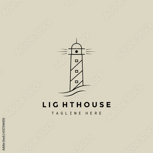lighthouse guard tower line art logo icon vector illustration design