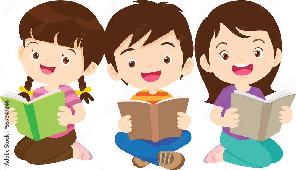 back to school with kids reading book education happy children concept back to school with kids reading book education happy children concept