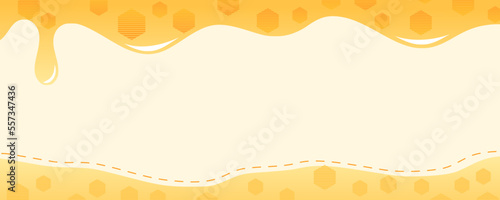 Honey sign, honey drop hexagon grid cells on yellow background vector illustration.