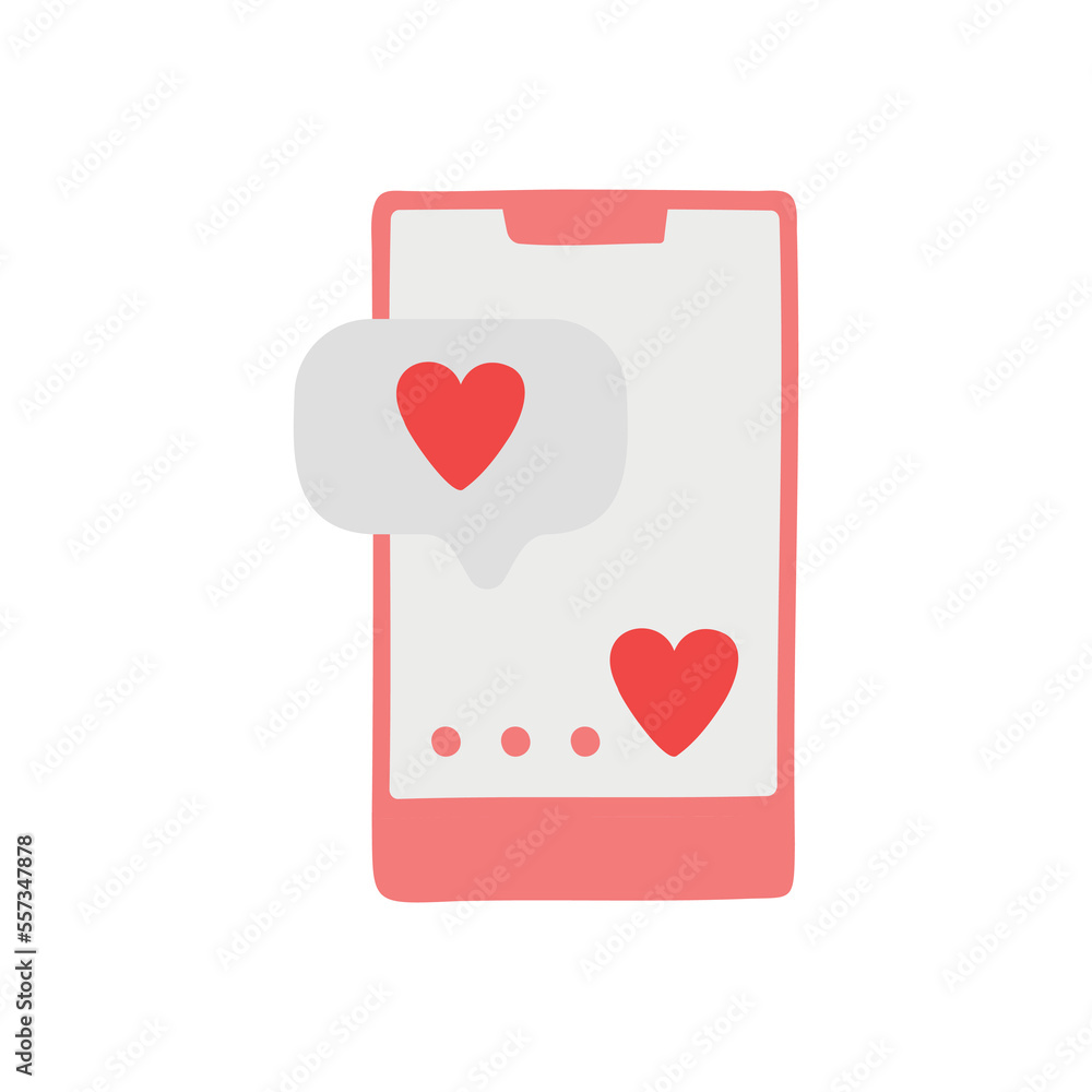 Phone with love message. Element for greeting cards, posters, stickers and seasonal design