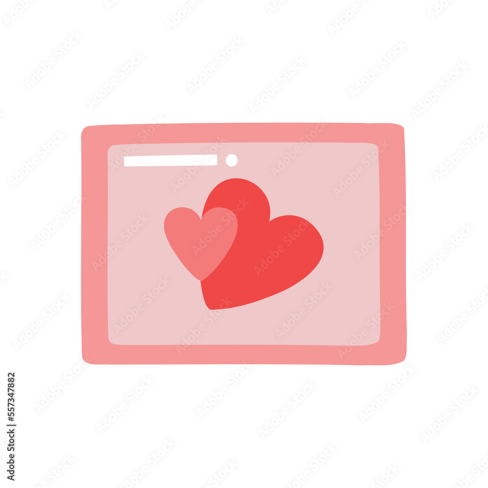 Cute love card, envelope with heart icons. Element for greeting cards, posters, stickers and seasonal design.