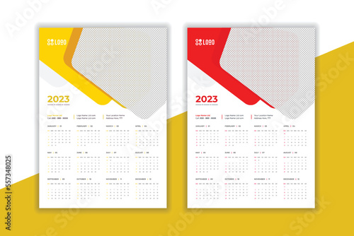 2023 wall Calendar new year vector illustration. The week starts on Monday. Annual calendar 2023 template. Planner 2023 year. English calendar template. corporate Wall calendar in a minimalist style