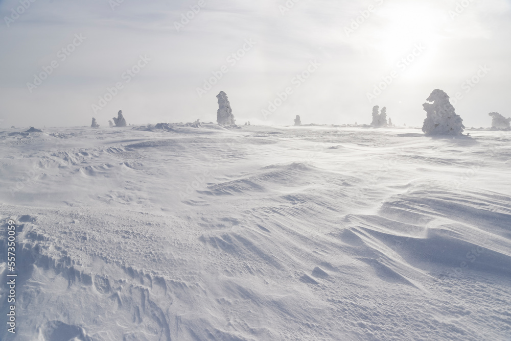 Winter mountain landscape. Karkonosze in winter in Poland. Winter mountain landscape. Karkonosze in winter in Poland.