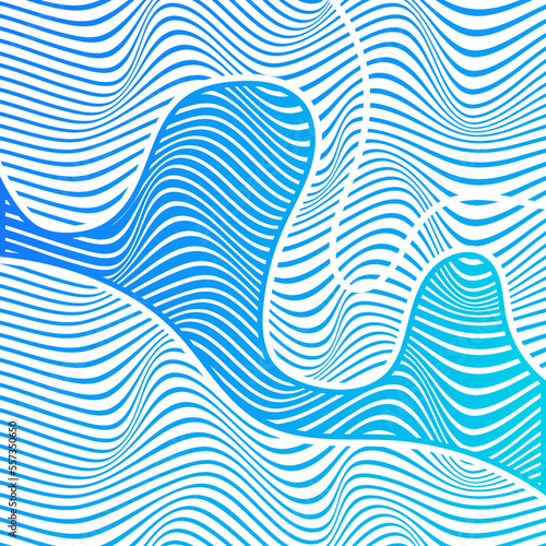 ABSTRACT COLORFUL GRADIENT BLUE WAVY LINE PATTERN BACKGROUND. COVER DESIGN 