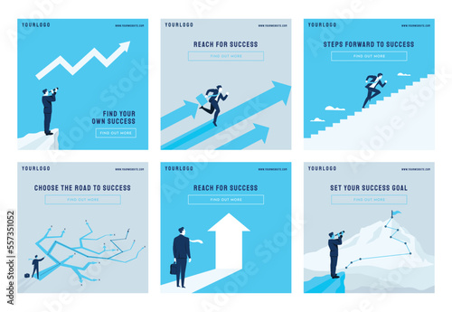 Success businessman post collection vector illustration