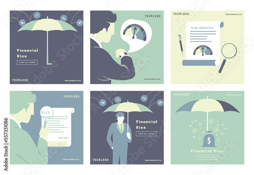 Financial Risk post collection vector illustration