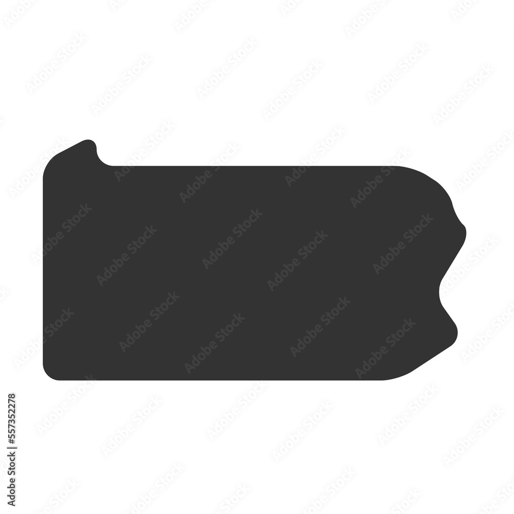 Pennsylvania state of United States of America, USA. Simplified thick black silhouette map with rounded corners. Simple flat vector illustration Pennsylvania state of United States of America, USA. Simplified thick black silhouette map with rounded corners. Simple flat vector illustration
