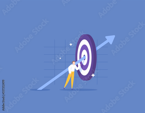 achieve sales targets and on target. determine the target market for the business. a businessman succeeds in achieving a goal. concept illustration design. graphic elements