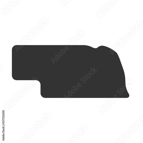 Nebraska state of United States of America, USA. Simplified thick black silhouette map with rounded corners. Simple flat vector illustration