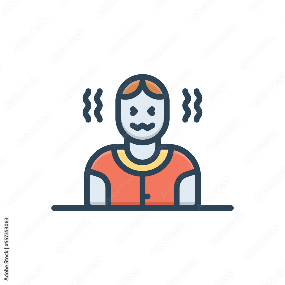 Color illustration icon for fear
