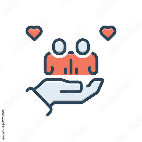 Color illustration icon for caring