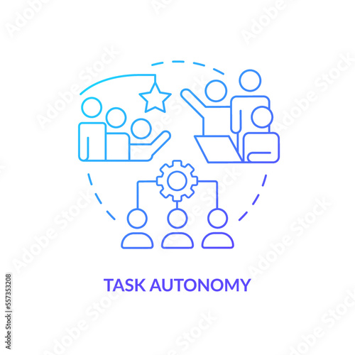 Task autonomy blue gradient concept icon. Incentives for business team. Project planning benefit abstract idea thin line illustration. Isolated outline drawing. Myriad Pro-Bold font used