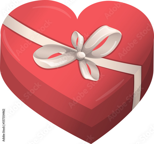 Shape of heart. Gift Boxes Wrapped in Paper and Tied with Ribbon as Holiday Symbols Vector cartoon illustration. Gift wraps on boxes with decoration. Holiday presents in bright packaging with bows