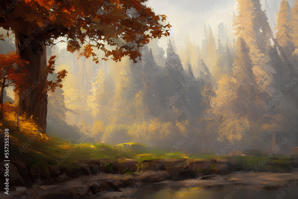 autumn morning in the forest