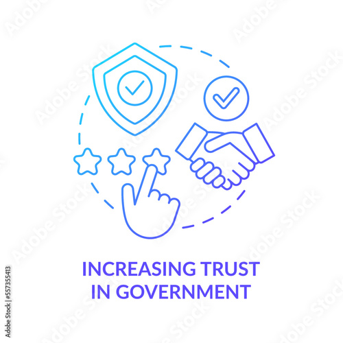 Increasing trust in government blue gradient concept icon. Public services delivery change abstract idea thin line illustration. Isolated outline drawing. Myriad Pro-Bold font used