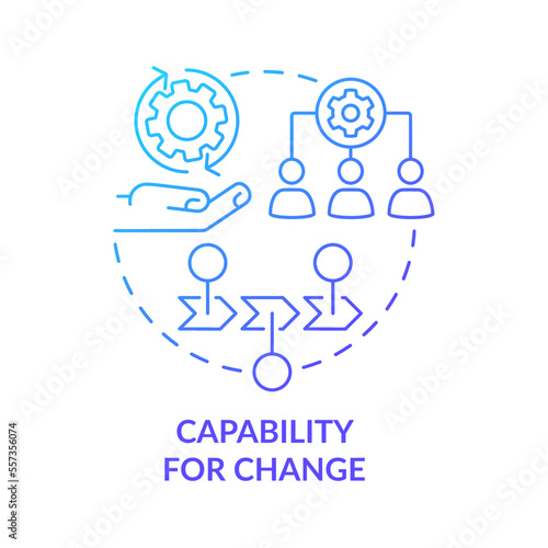 Capability for change blue gradient concept icon. Public sector. Government transformation discipline abstract idea thin line illustration. Isolated outline drawing. Myriad Pro-Bold font used