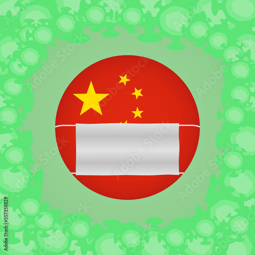 Virus in China. Mask mode. Vector illustration