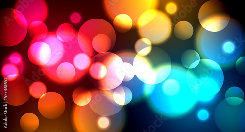Abstract. Colorful bokeh blur light on night background. vector.