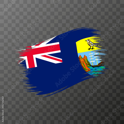 Saint Helena, Ascension and Tristan da Cunha national flag. Grunge brush stroke. Vector illustration on transparent background. photo