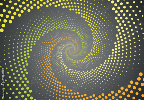 Halftone dots in circle form. round logo. vector dotted frame. design element Spiral dots background