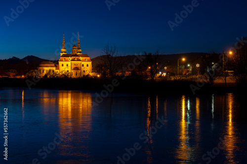 Cathedral, Church, Velehrad, night, lake © Petr