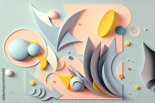 Abstract background with various geometric forms in pastel color  generative AI