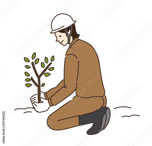 林業　イラスト　植林　植樹