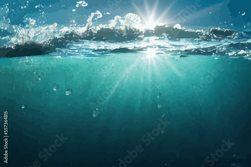blue refreshing water waves in sunshine sun.