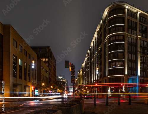 City of Montreal.Movement speed Luminosity. Long exposure of light in town.Long Exposure ,City,Light painting,Night,Summer,Lights.Art picture. Long exposure photo taken in the city of Montreal.