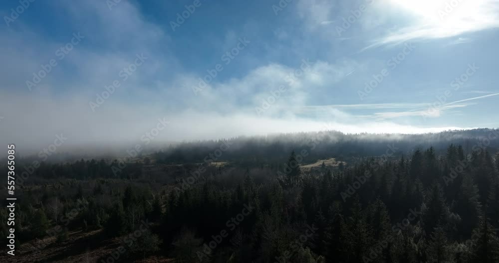 Drone flight over the clouds during sunrise. Fly through the clouds. Fresh morning and amazing sun rays over cloudscape. Drone flight over the clouds during sunrise. Fly through the clouds. Fresh morning and amazing sun rays over cloudscape.
