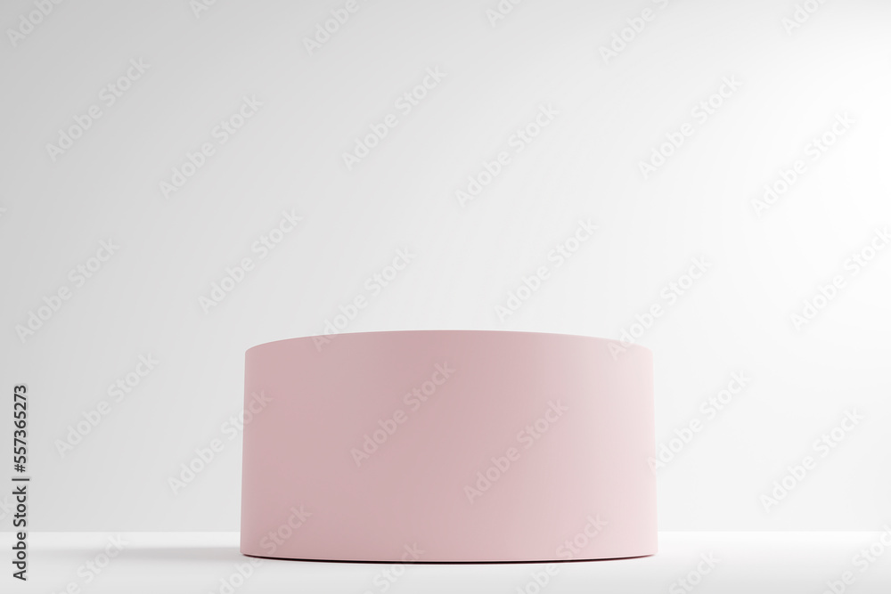 Abstract minimal scene with Cylinder podiums in cream pink colors. 3d render. Abstract minimal scene with Cylinder podiums in cream pink colors. 3d render.