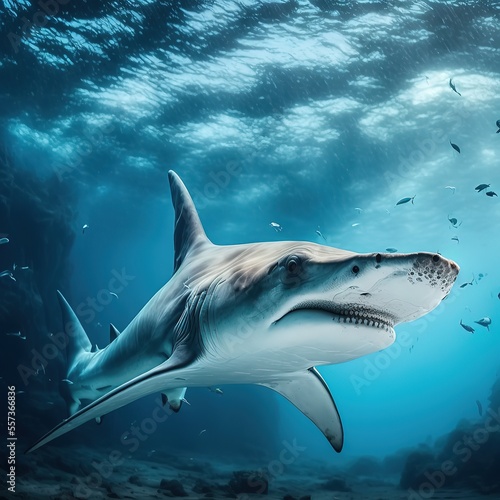 Hammer shark in underwater world. Generative AI