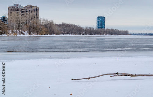 MONTREAL, Verdun district of Montreal in winter. Parc Arthur-Therrien In Montreal Verdun. Winter in Montreal photo