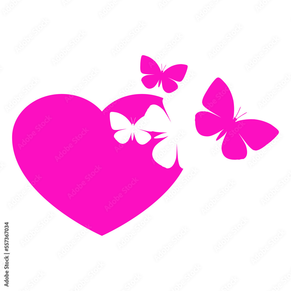 Logotipo del día de San Valentín. Símbolo libertad. Icono aislado silueta de corazón con mariposas voladoras en espacio negativo Logotipo del día de San Valentín. Símbolo libertad. Icono aislado silueta de corazón con mariposas voladoras en espacio negativo
