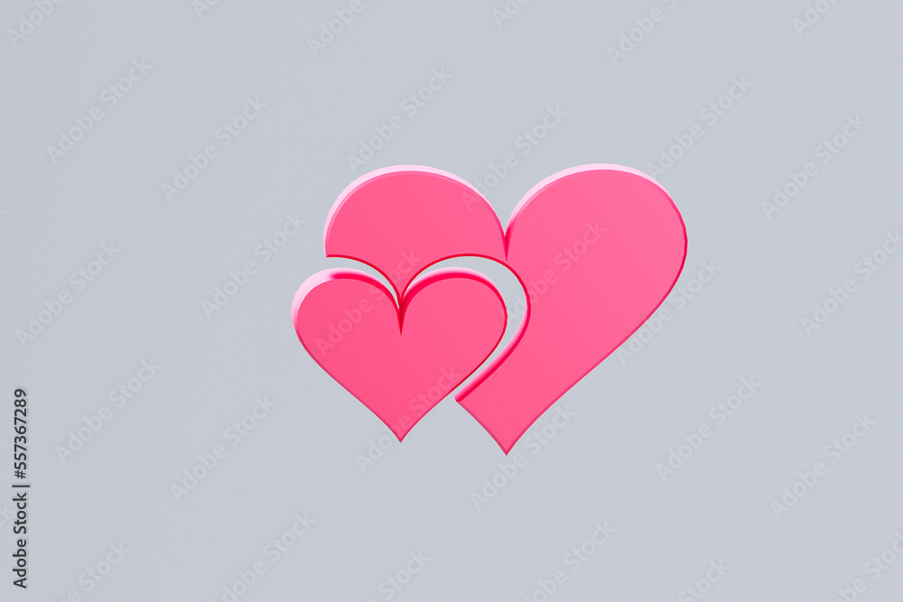 Red heart shape isolated on white, 3d render Red heart shape isolated on white, 3d render