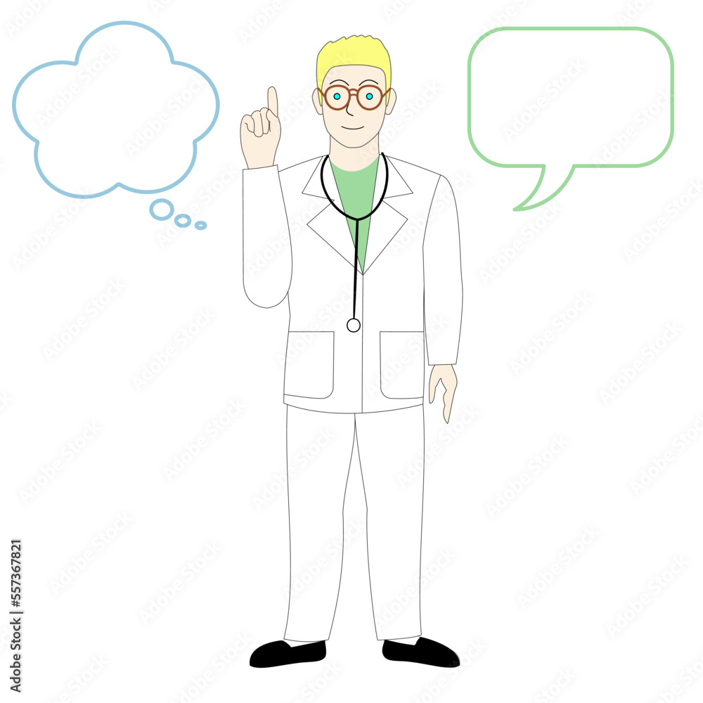 A caucasian male doctor, veterinarian giving a piece of advice with a speech balloon A caucasian male doctor, veterinarian giving a piece of advice with a speech balloon