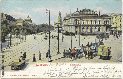 Alt-Leipzig 1903, Blücherplatz (original gelaufene Ansichtskarte) photo