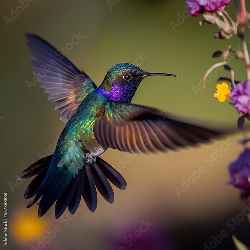 swallow tailed hummingbird in flight.swallow tailed hummingbird in flight. Generative AI © Create image