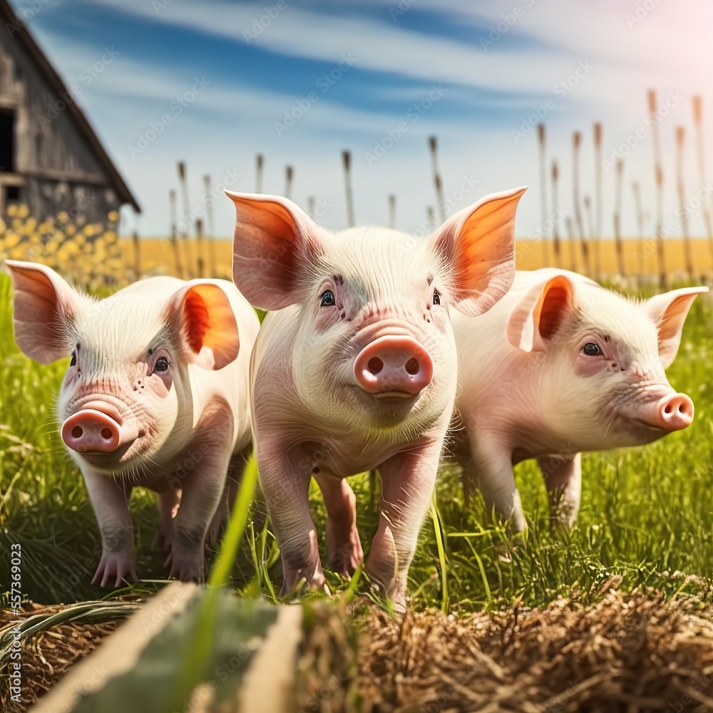 Close-Up Piggy face on the farm. Generative AI Close-Up Piggy face on the farm. Generative AI