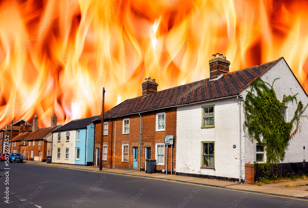 Burning house, conceptual image Stock Illustration Adobe Stock